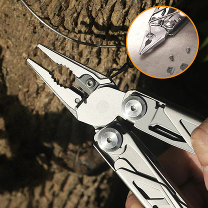 🚀16-in-1 Multitool with Large Scissors | Compact Outdoor Tool for Camping & Repairs