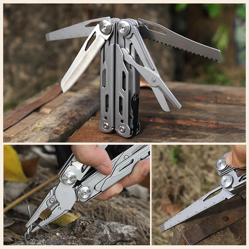 🚀16-in-1 Multitool with Large Scissors | Compact Outdoor Tool for Camping & Repairs