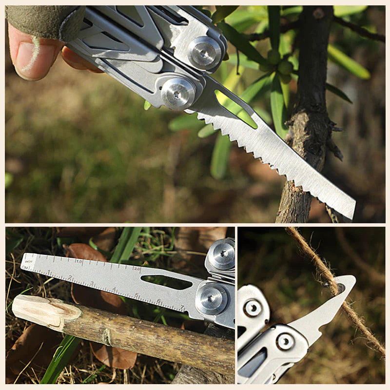 🚀16-in-1 Multitool with Large Scissors | Compact Outdoor Tool for Camping & Repairs