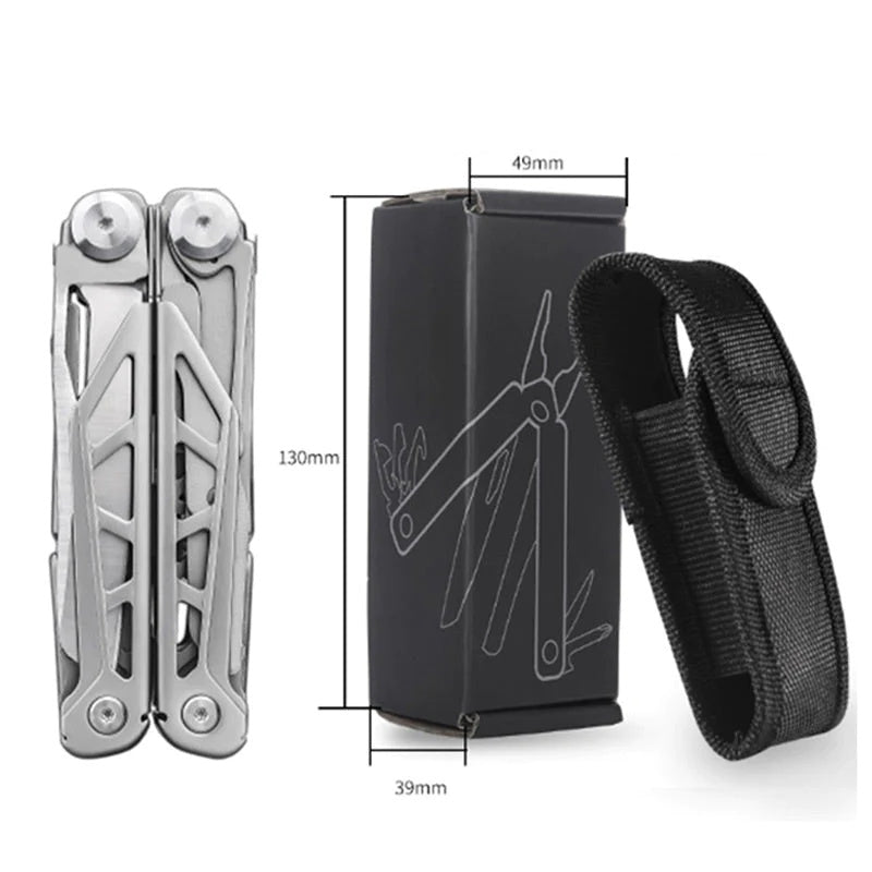 🚀16-in-1 Multitool with Large Scissors | Compact Outdoor Tool for Camping & Repairs
