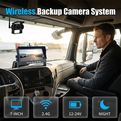 🔥Hot Sale ＆ 50％ Off🔥7-Inch HD Wireless Backup Camera System – Zero Wiring, Easy DIY Install with Night Vision