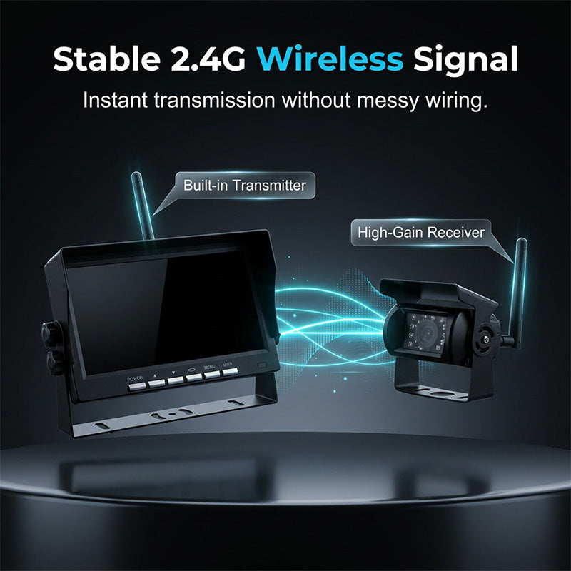 🔥Hot Sale ＆ 50％ Off🔥7-Inch HD Wireless Backup Camera System – Zero Wiring, Easy DIY Install with Night Vision