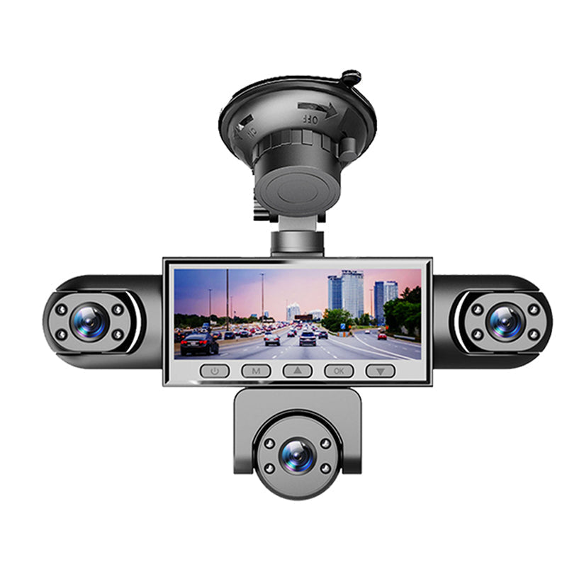 5-lens panoramic dashcam – front, side, rear, and interior – zero blind spots. Provides all-around protection for your vehicle.