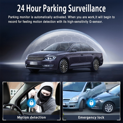 5-lens panoramic dashcam – front, side, rear, and interior – zero blind spots. Provides all-around protection for your vehicle.