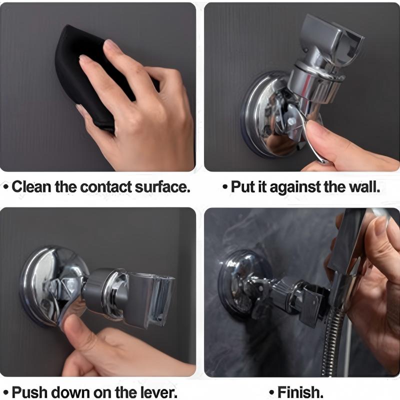 2pcs Adjustable Shower Head Holders Removable Suction Cup Shower Head Bracket No Drill Shower Head Bracket