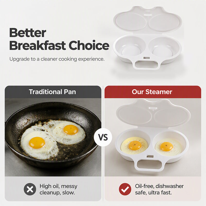 🥚First 50 customers enjoy buy 1 get 1 free! ⏱️ Microwave Egg Cooker – Perfect boiled eggs in just 2 minutes 🌿