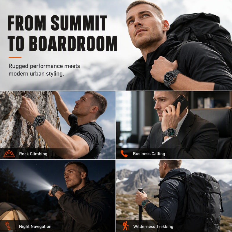 ⌚ Rugged Outdoor Smartwatch with LED Flashlight & Bluetooth Calls 🔦
