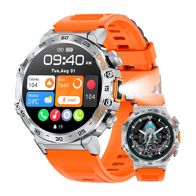 ⌚ Rugged Outdoor Smartwatch with LED Flashlight & Bluetooth Calls 🔦