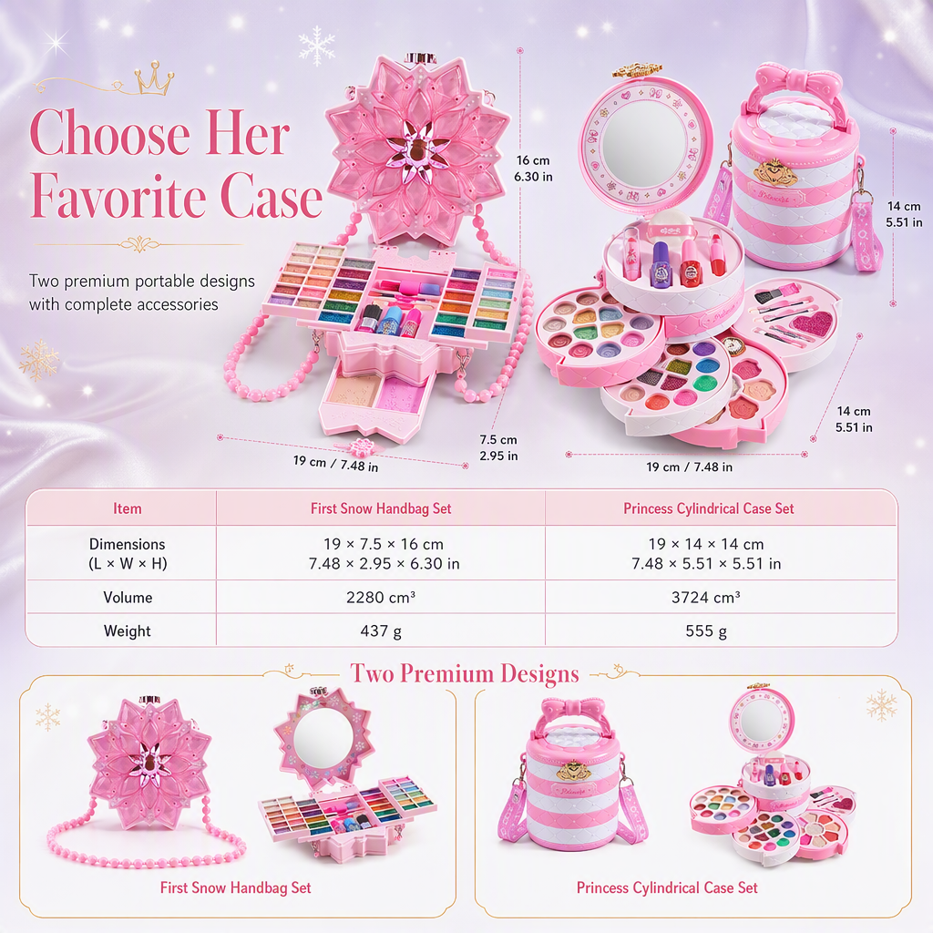 👑 50% OFF! ✨ Washable Kids Princess Makeup Toy Set – Safe Non-Irritating Formula, Expandable Revolving Trays & Portable Shoulder Handbag Case – Perfect Gift for Girls 🎀