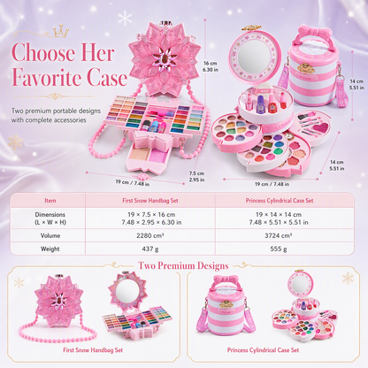 👑 50% OFF! ✨ Washable Kids Princess Makeup Toy Set – Safe Non-Irritating Formula, Expandable Revolving Trays & Portable Shoulder Handbag Case – Perfect Gift for Girls 🎀