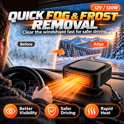 Portable Car Heater Defroster with 360-Degree Rotating Base