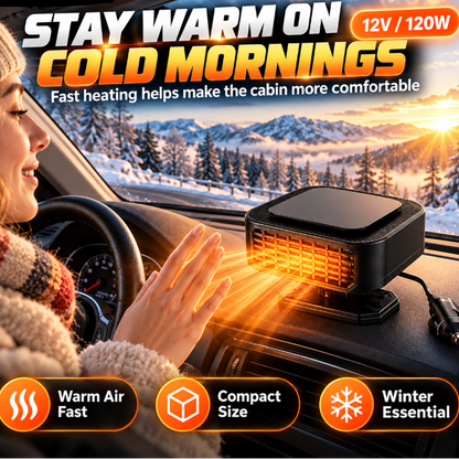 Portable Car Heater Defroster with 360-Degree Rotating Base