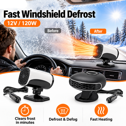 Portable Car Heater Defroster with 360-Degree Rotating Base