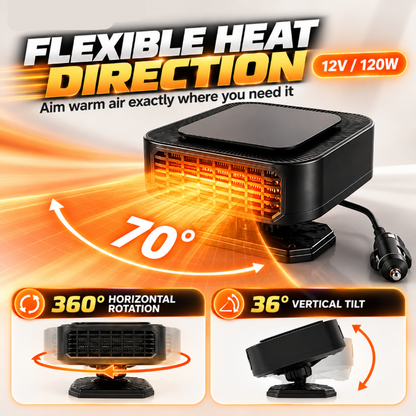 Portable Car Heater Defroster with 360-Degree Rotating Base