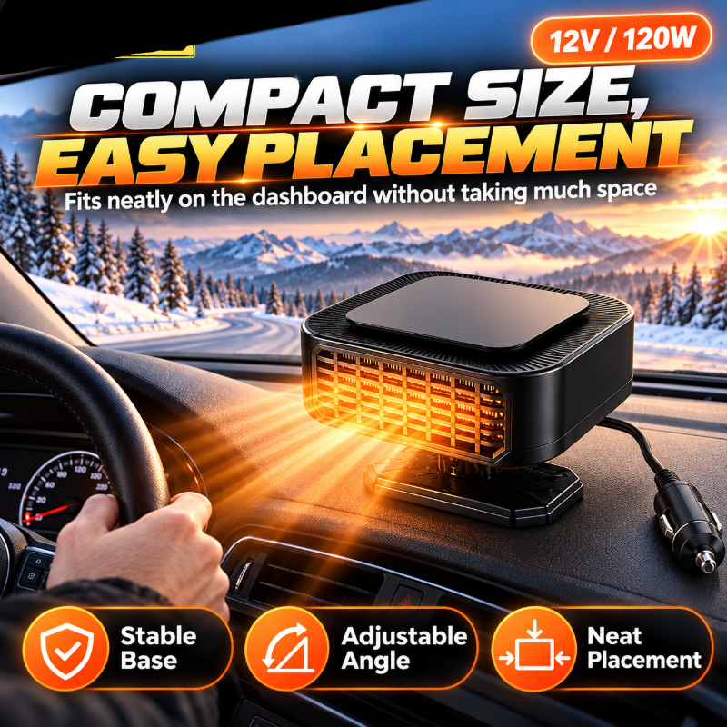Portable Car Heater Defroster with 360-Degree Rotating Base