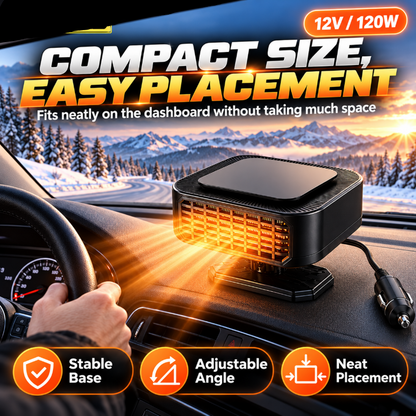 Portable Car Heater Defroster with 360-Degree Rotating Base