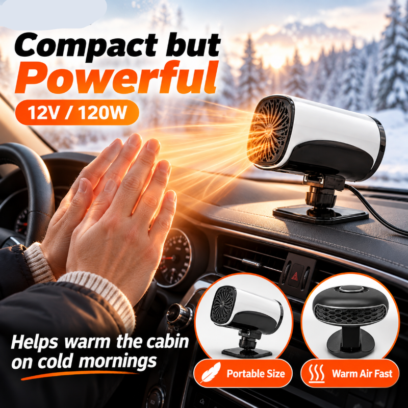 Portable Car Heater Defroster with 360-Degree Rotating Base