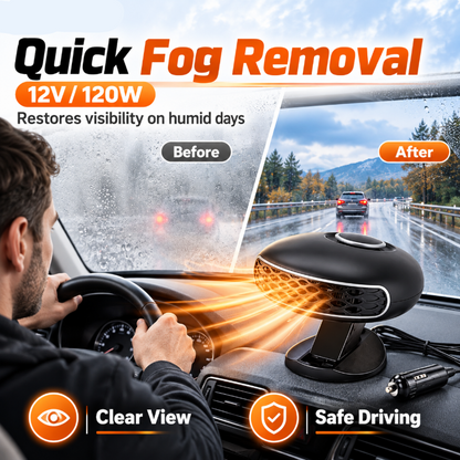 Portable Car Heater Defroster with 360-Degree Rotating Base