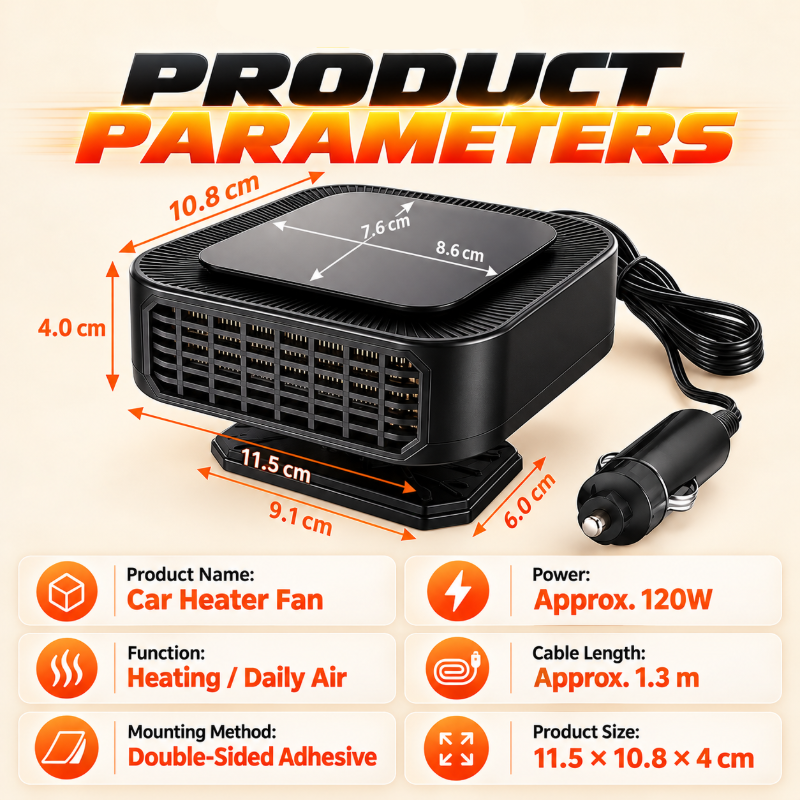 Portable Car Heater Defroster with 360-Degree Rotating Base